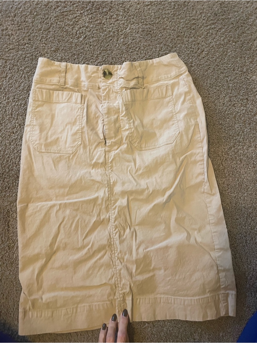 Maeve Neutral Cream Utility Midi Skirt
